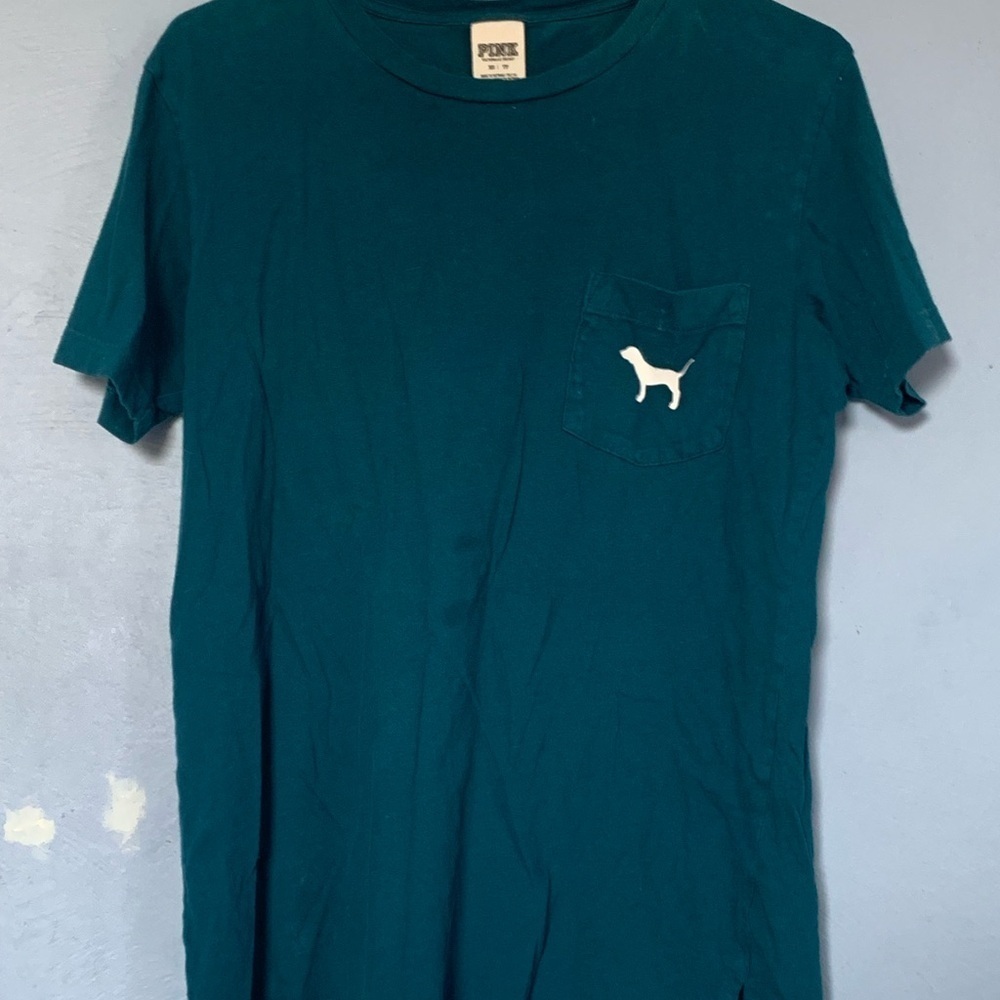 XS PINK Victoria's Secret Teal T-Shirt with Pocket​​​​